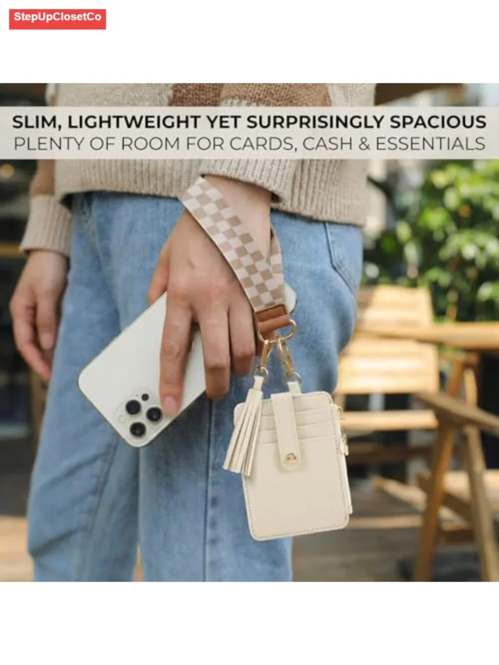 PU Leather Wristlet Keychain Wallet for Women, Slim Zipper Credit Card Holder